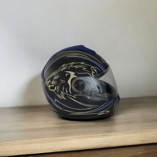 Casco Integral F570 Lion Negro Mate Azul