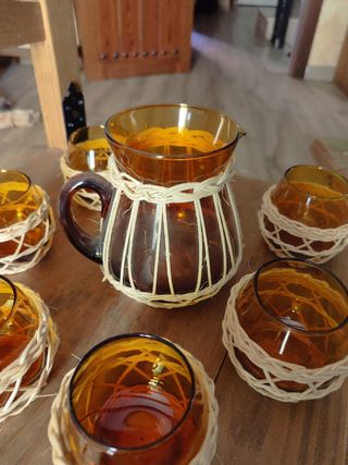 Juego Jarra y Vasos Vintage