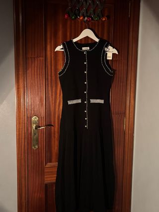 Vestido Sandro Negro Perlas Nuevo