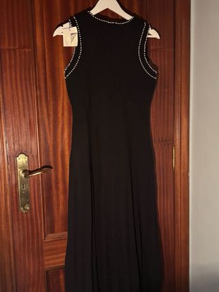 Vestido Sandro Negro Perlas Nuevo
