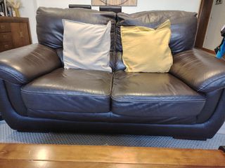 Pack de 2 Sofás de piel marrón y sillón reclinable