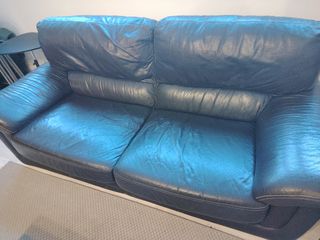 Pack de 2 Sofás de piel marrón y sillón reclinable