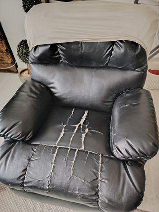 Pack de 2 Sofás de piel marrón y sillón reclinable