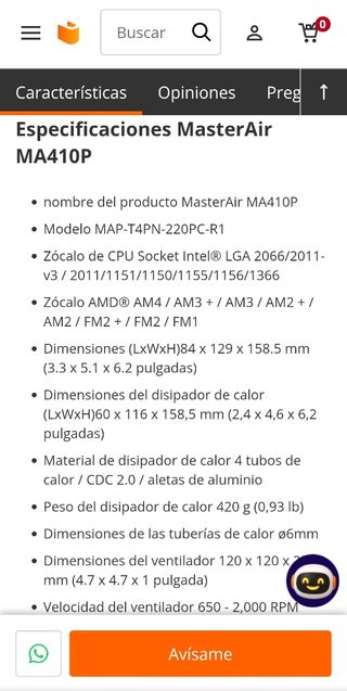 Disipador CPU Cooler Master MA410P AM4
