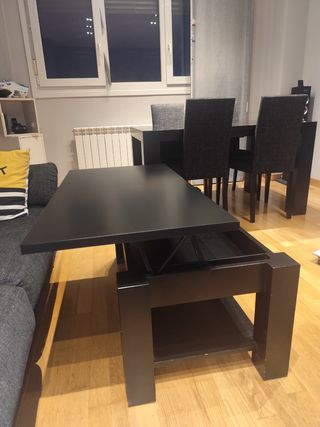 Conjunto mesa centro y mesa comedor y 4 sillas 