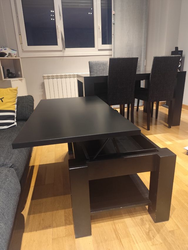 Conjunto mesa centro y mesa comedor y 4 sillas