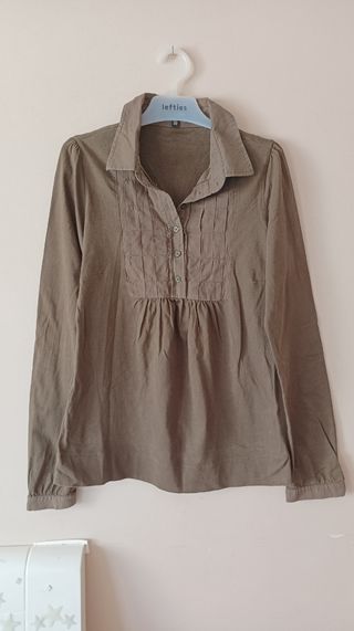 Camiseta Massimo Dutti Mujer Talla S Verde Oliva