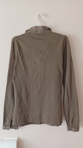 Camiseta Massimo Dutti Mujer Talla S Verde Oliva