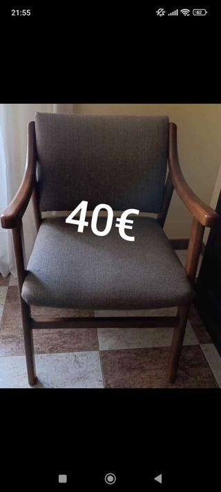 Silla de comedor de madera y tela