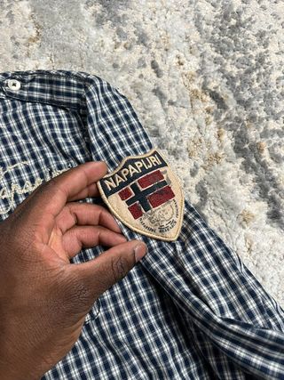 Camisa vintage Napapijri Chadrez gris para hombre