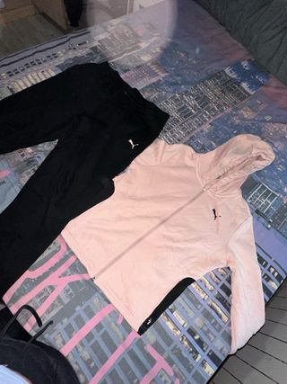 Conjunto Puma Negro y Rosa