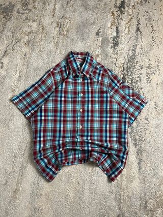 Camisa Chadrez vintage de manga corta para hombre, talla S