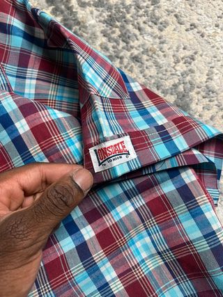 Camisa Chadrez vintage de manga corta para hombre, talla S
