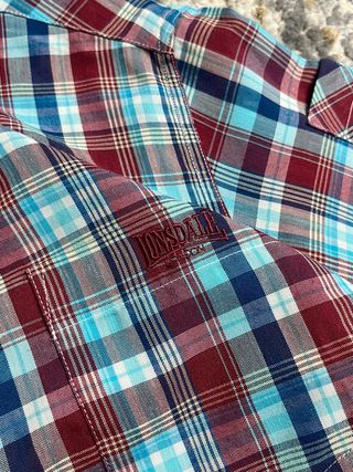 Camisa Chadrez vintage de manga corta para hombre, talla S