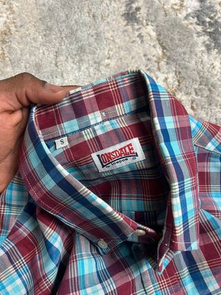 Camisa Chadrez vintage de manga corta para hombre, talla S