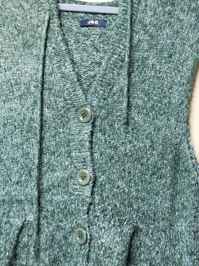 Gilet lungo J&C con cappuccio verde