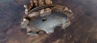 Portacandele vintage con putti in metallo