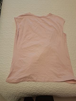 T-shirt donna rosa con nodo e strass