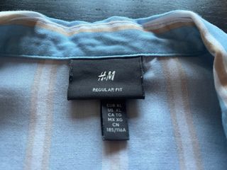 Camisa H&M Rayas Azul y Beige Manga Corta