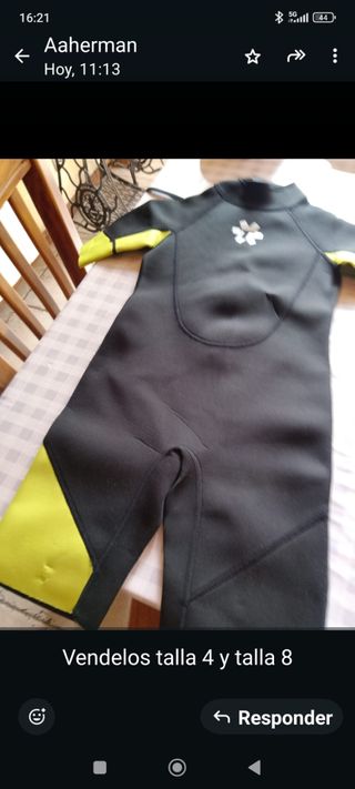 Trajes de neopreno niño T4 y T8