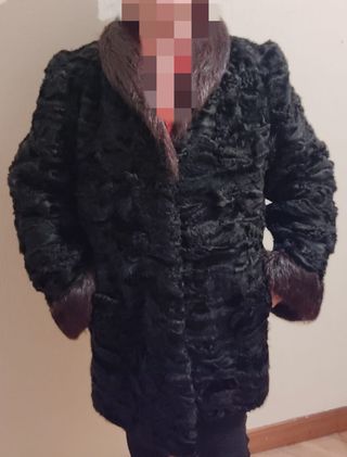 Chaquetón Piel Auténtica Negro y Marrón