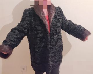 Chaquetón Piel Auténtica Negro y Marrón
