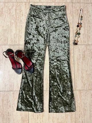 Pantalón System Action Terciopelo Verde Talla 38