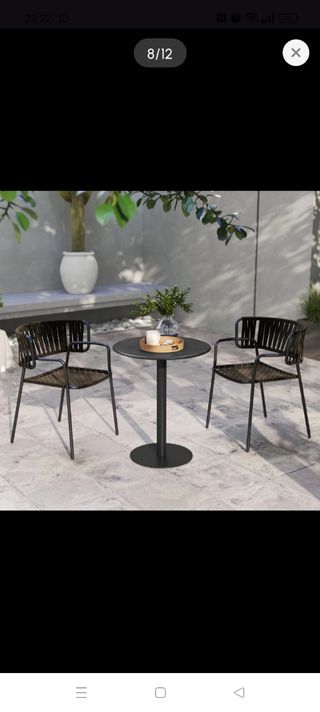 Mesa comedor redonda negra metal