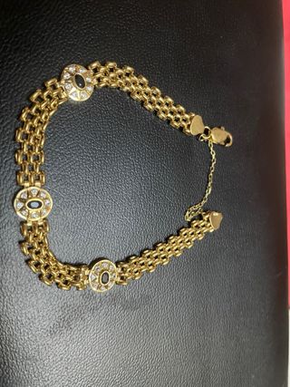 Pulsera Bismarck oro con piedras negras y blancas