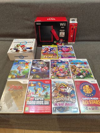 Consola Wii Mini Roja + 6 Juegos Nintendo