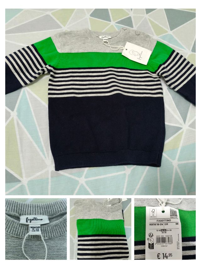 Jersey Fagottino rayas verde y azul