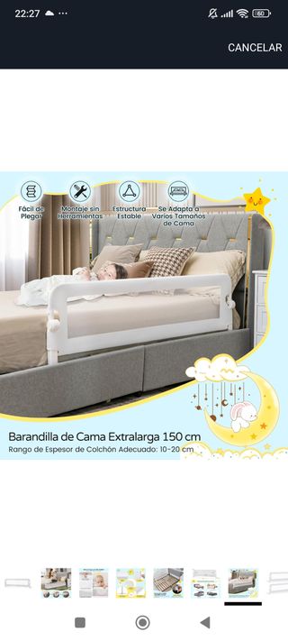 Barrera de seguridad cama niño