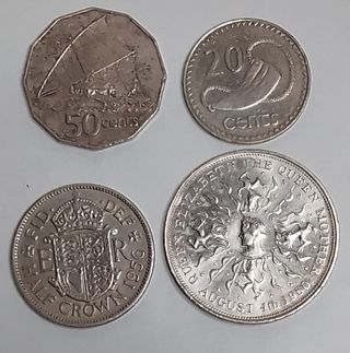 Lotto 4 monete Regno Unito Regina Elisabetta