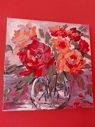 Quadro floreale acrilico su tela