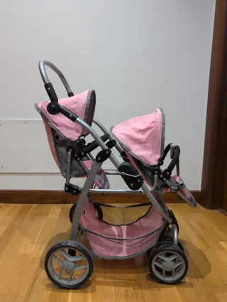 Carrito gemelar rosa