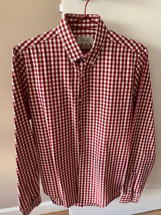 Camisa Zara cuadros roja hombre