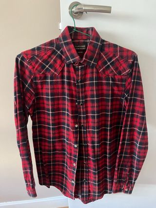 Camisa de algodón Zara cuadros roja