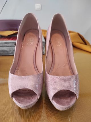 Tacones  Rosa, diseño peep toe Talla 38