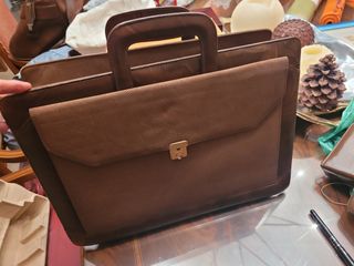 Maletín ejecutivo piel y ante marrón