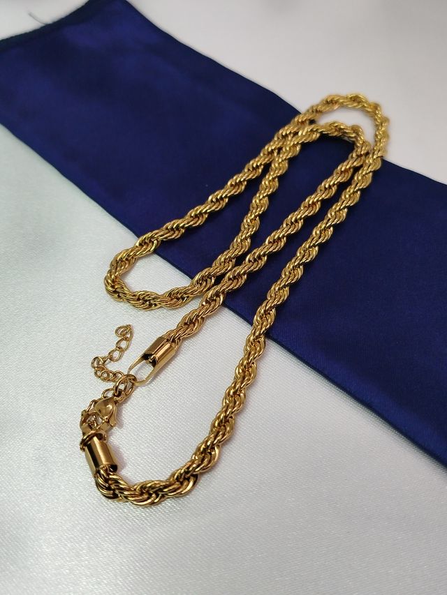 Collar Cuerda Acero Inoxidable Dorado