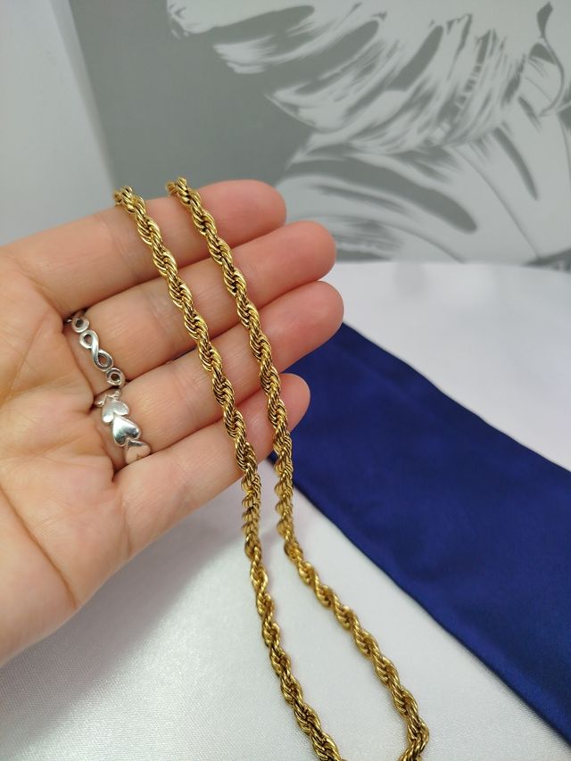 Collar Cuerda Acero Inoxidable Dorado