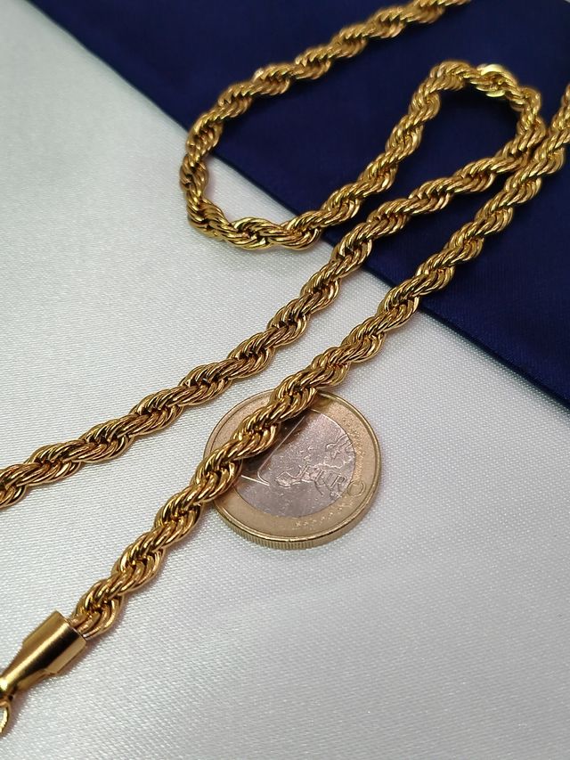 Collar Cuerda Acero Inoxidable Dorado