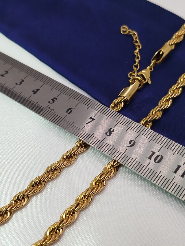 Collar Cuerda Acero Inoxidable Dorado