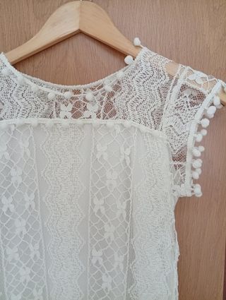 Top Ibicenco Encaje Blanco Talla S