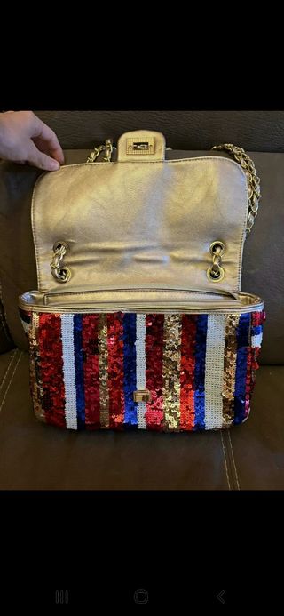 Borsetta con paillettes a righe