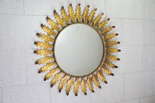 Espejo sol con diseño de hojas forja metalico 70`s