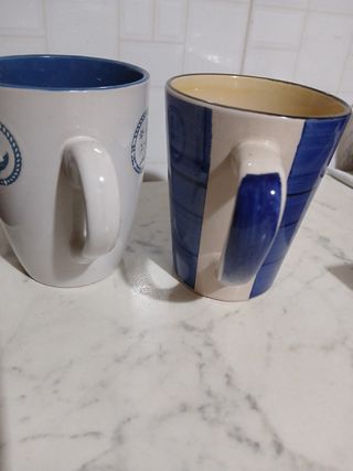 Set 2 Tazze Vintage Ceramica Blu e Bianco