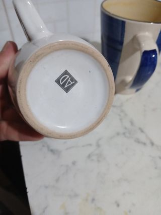 Set 2 Tazze Vintage Ceramica Blu e Bianco