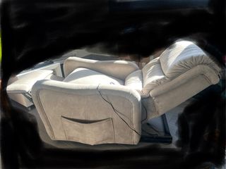 Sillón relax masaje beige/gris