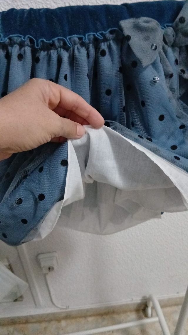 Vestido niña azul con lunares negros